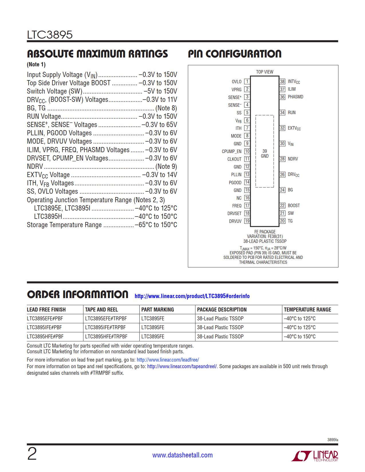 LTC3895 Datasheet Page 2