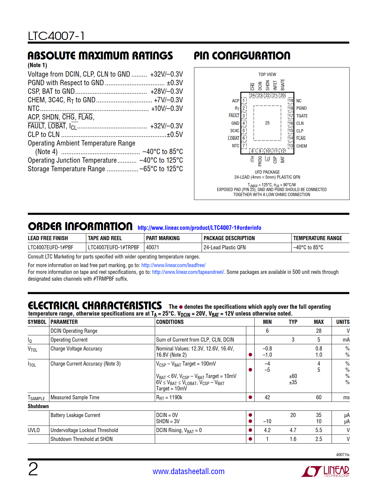 LTC4007-1 Datasheet Page 2