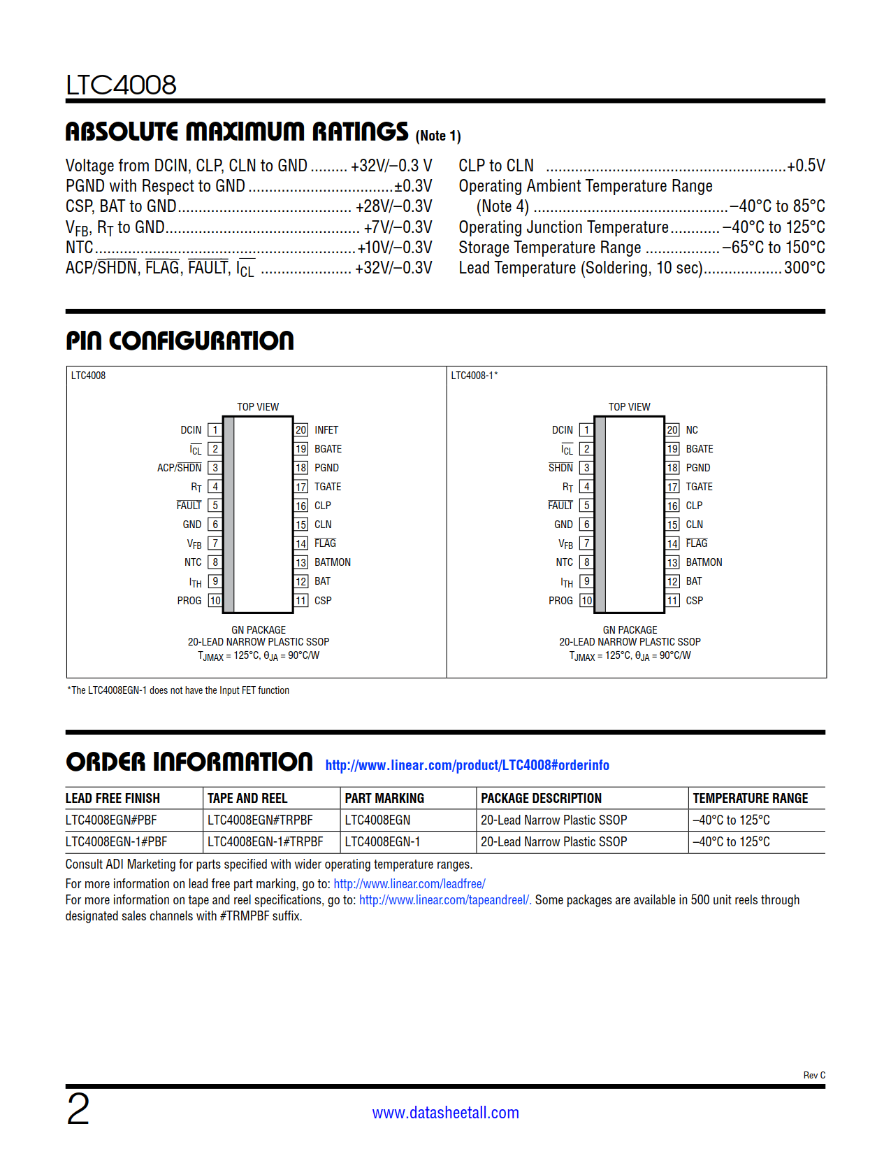 LTC4008 Datasheet Page 2