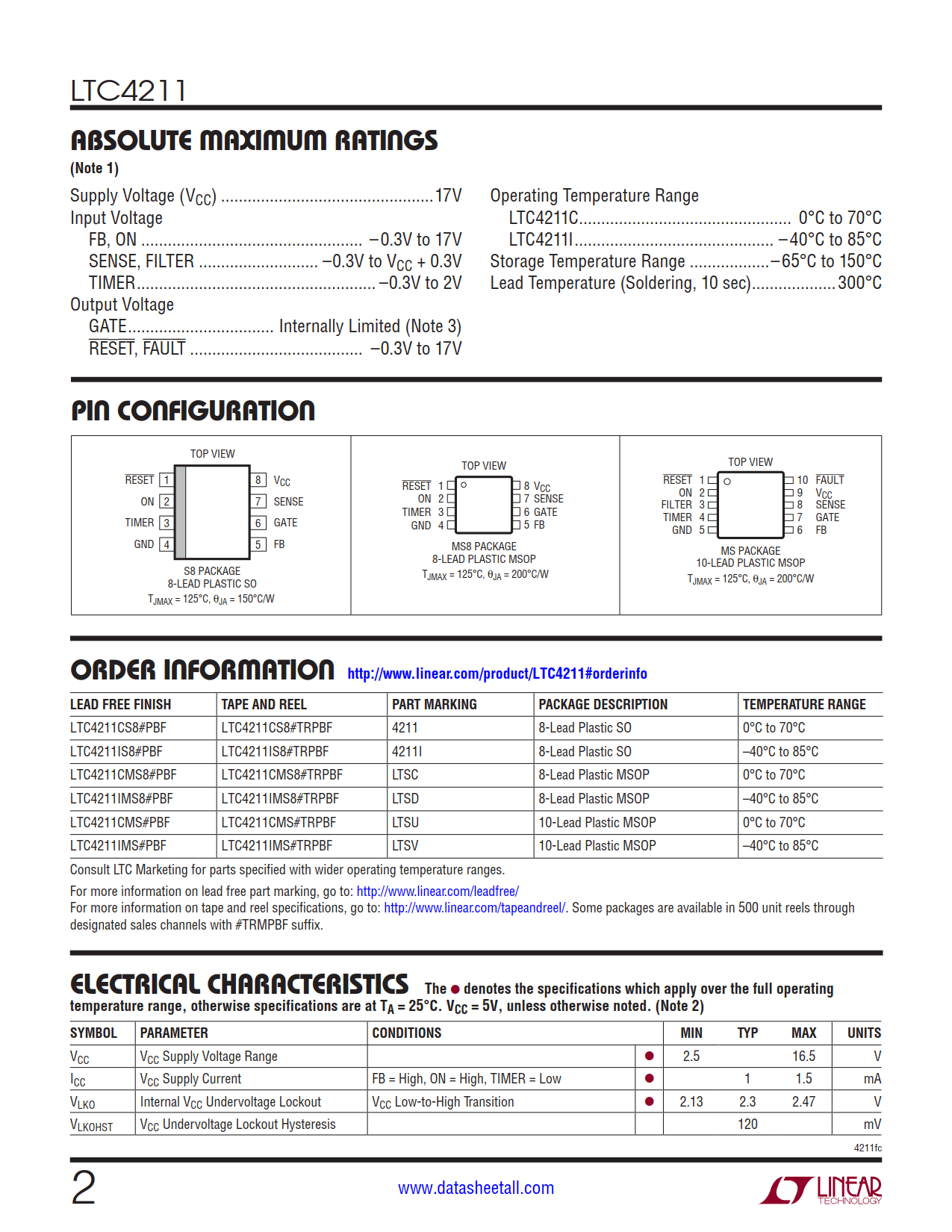 LTC4211 Datasheet Page 2