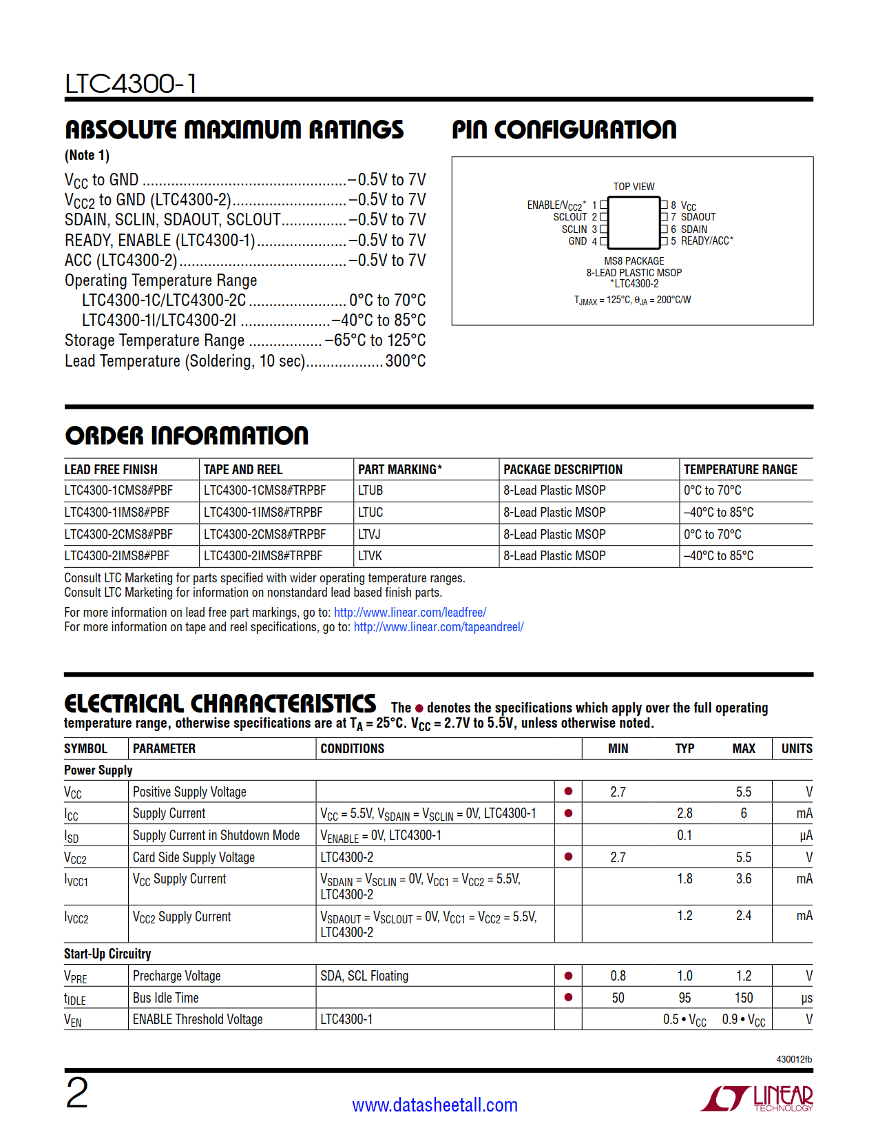 LTC4300-1 Datasheet Page 2