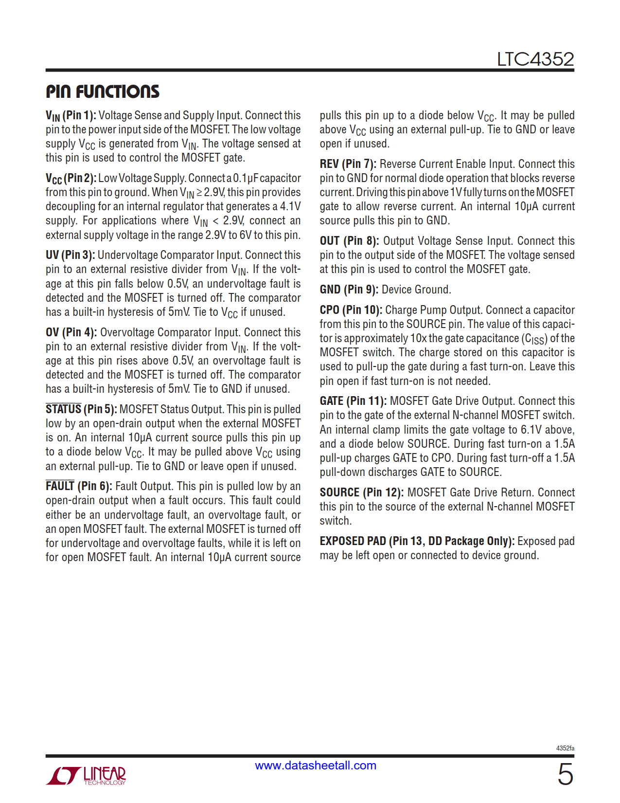 LTC4352 Datasheet Page 5