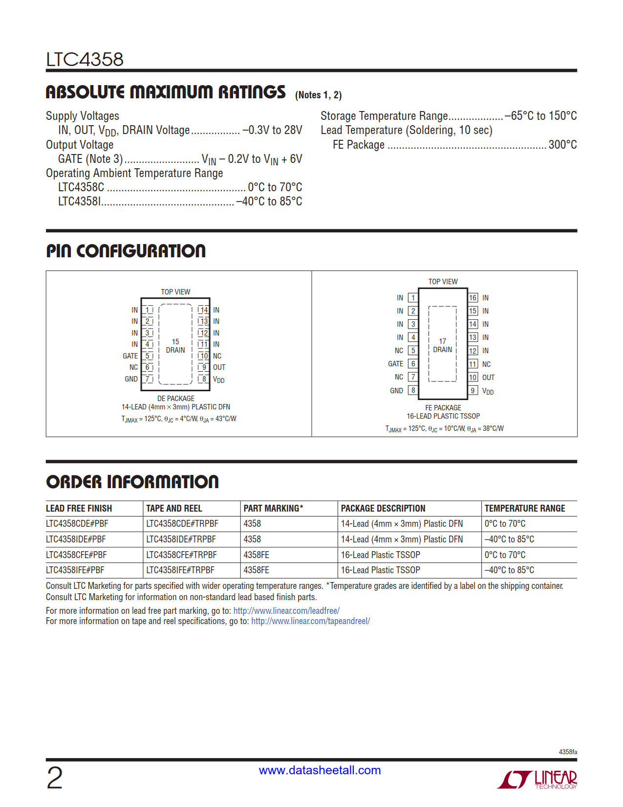 LTC4358 Datasheet Page 2