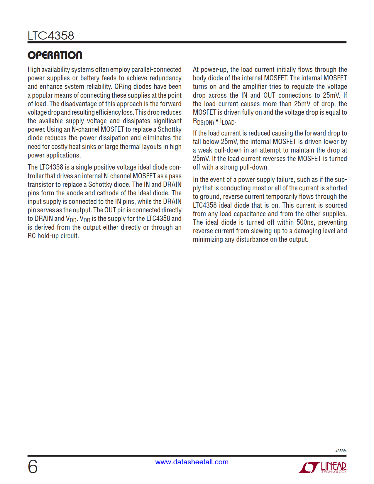 LTC4358 Datasheet Page 6