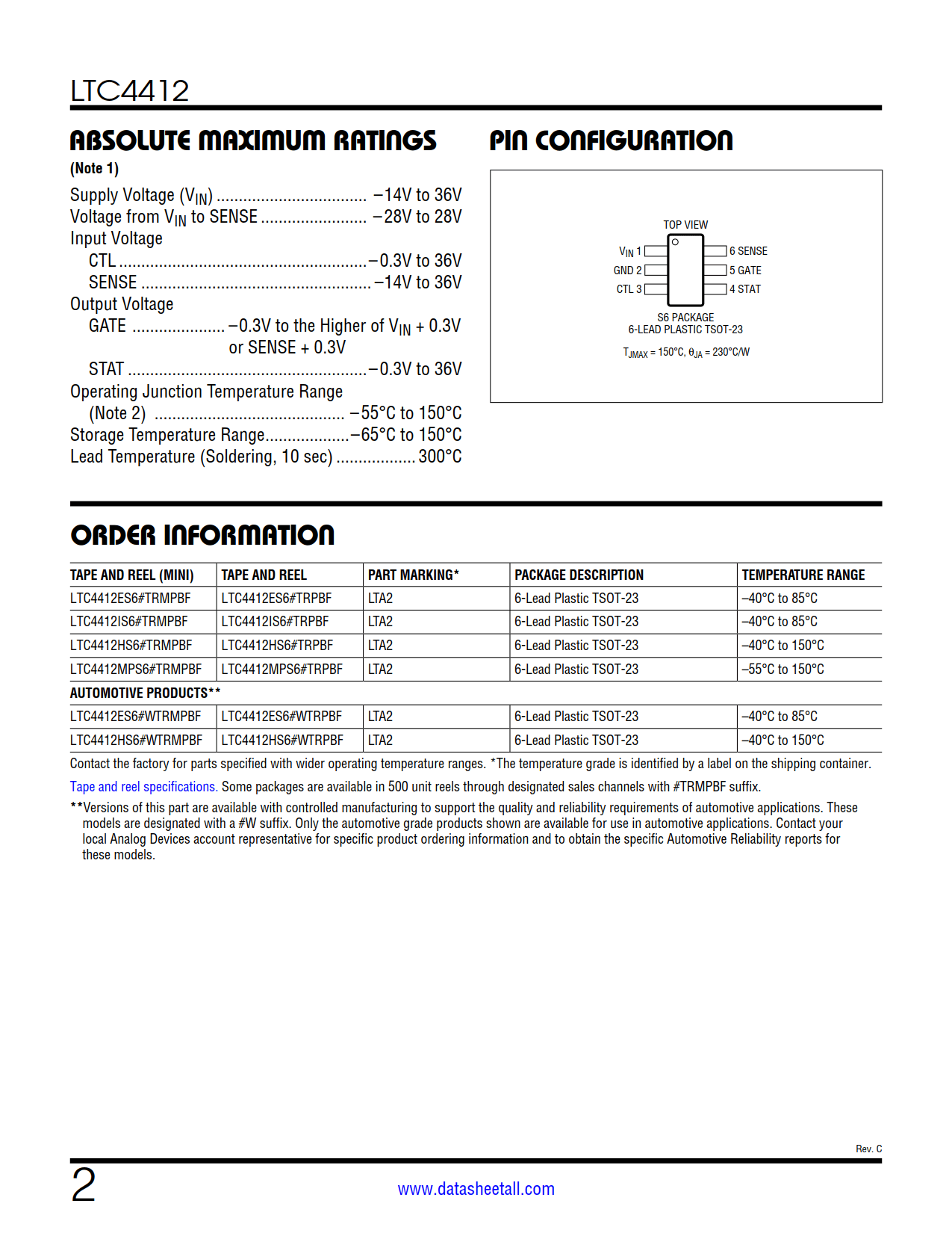 LTC4412 Datasheet Page 2