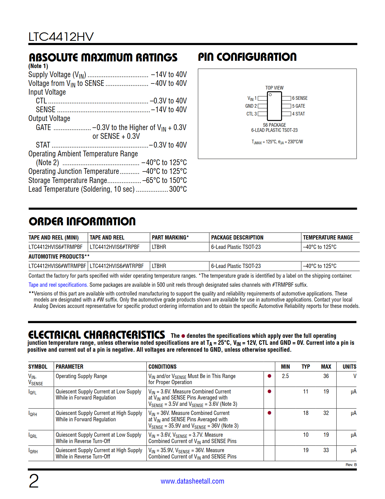 LTC4412HV Datasheet Page 2