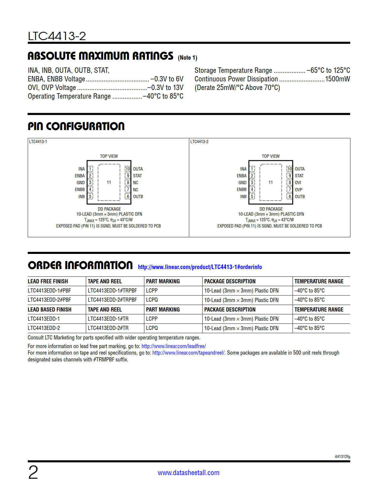 LTC4413-2 Datasheet Page 2