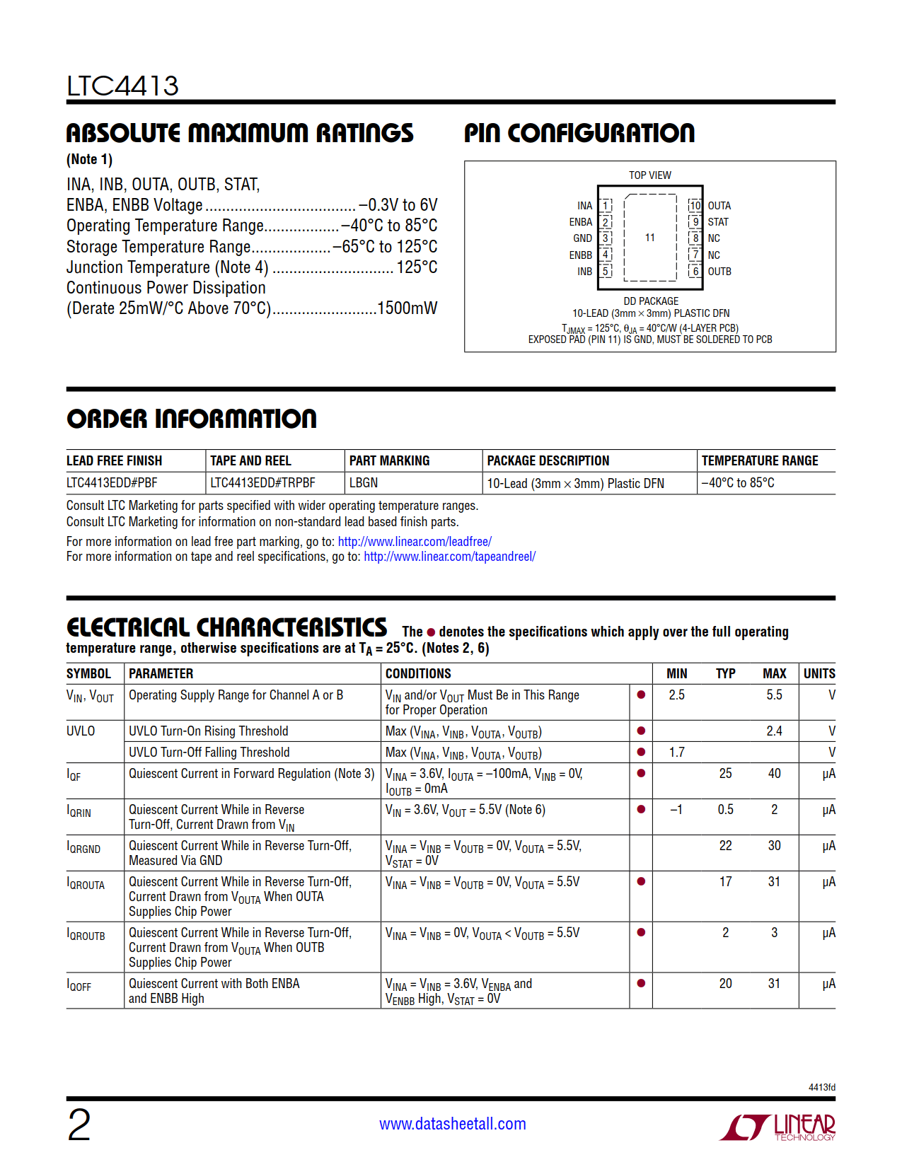 LTC4413 Datasheet Page 2