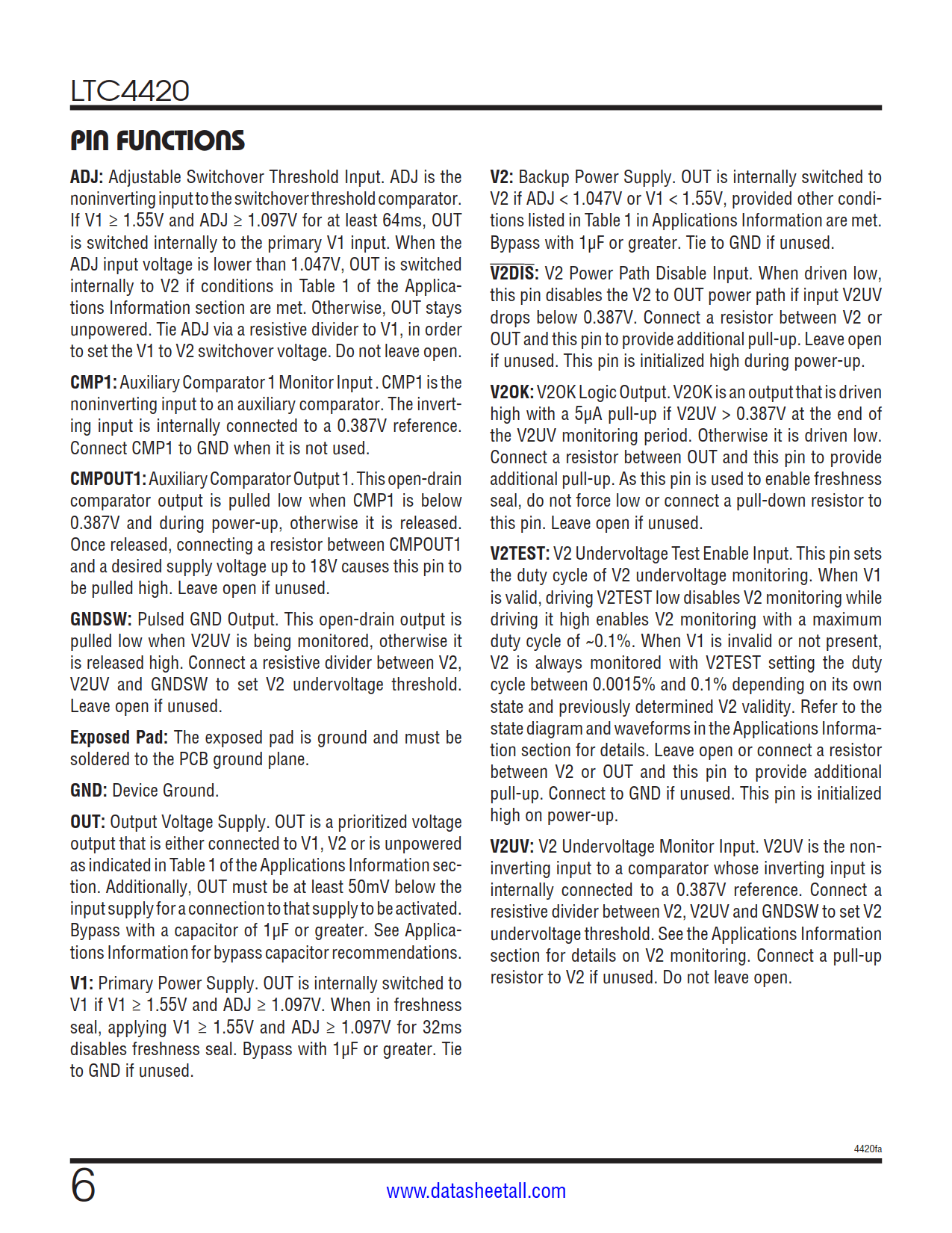 LTC4420 Datasheet Page 6