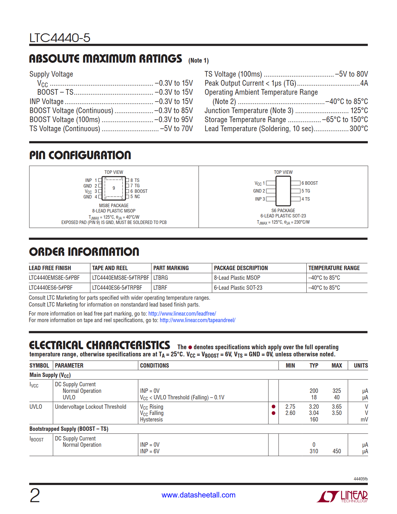 LTC4440-5 Datasheet Page 2