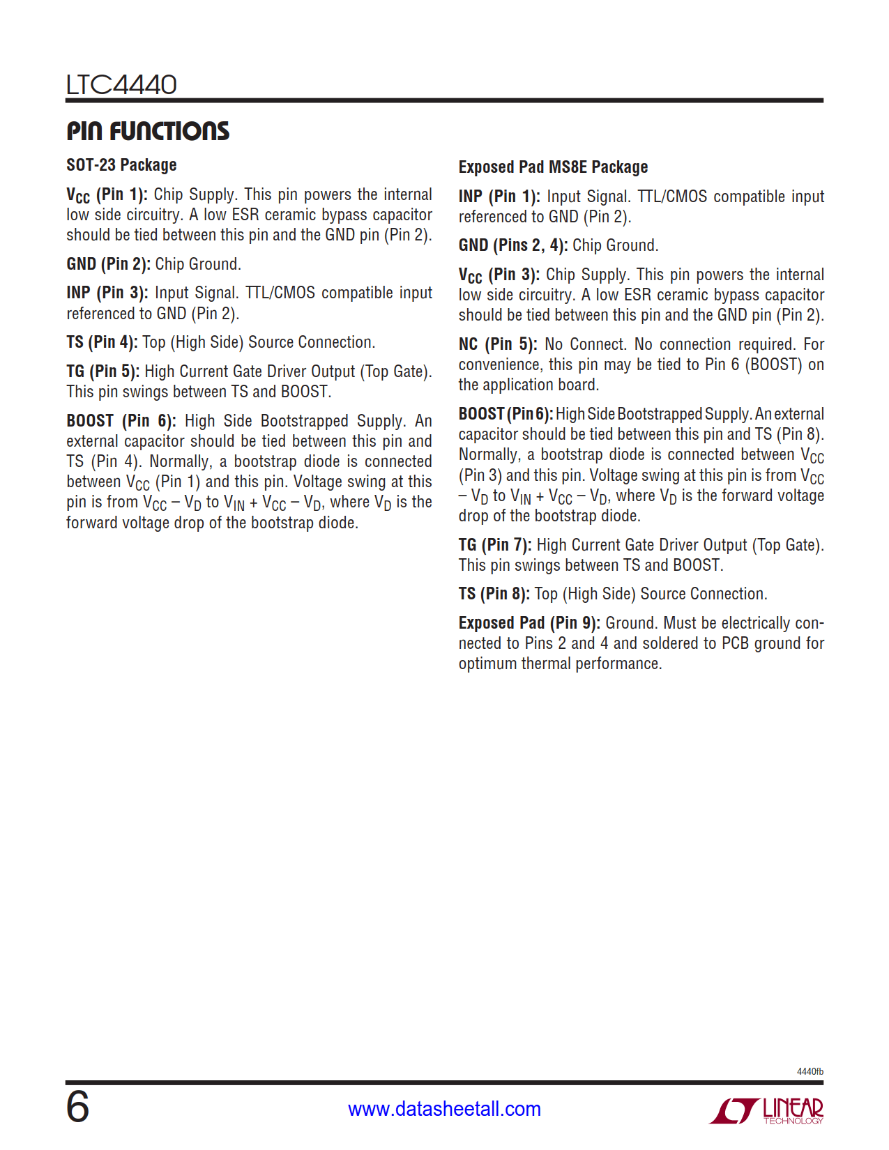 LTC4440 Datasheet Page 6