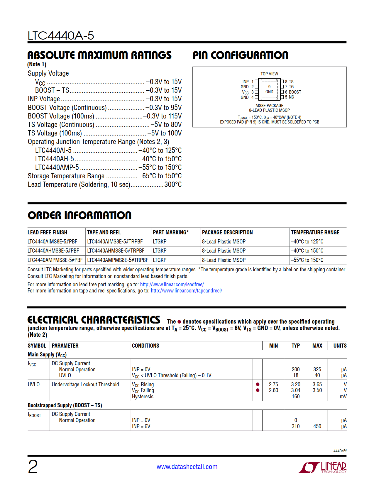 LTC4440A-5 Datasheet Page 2