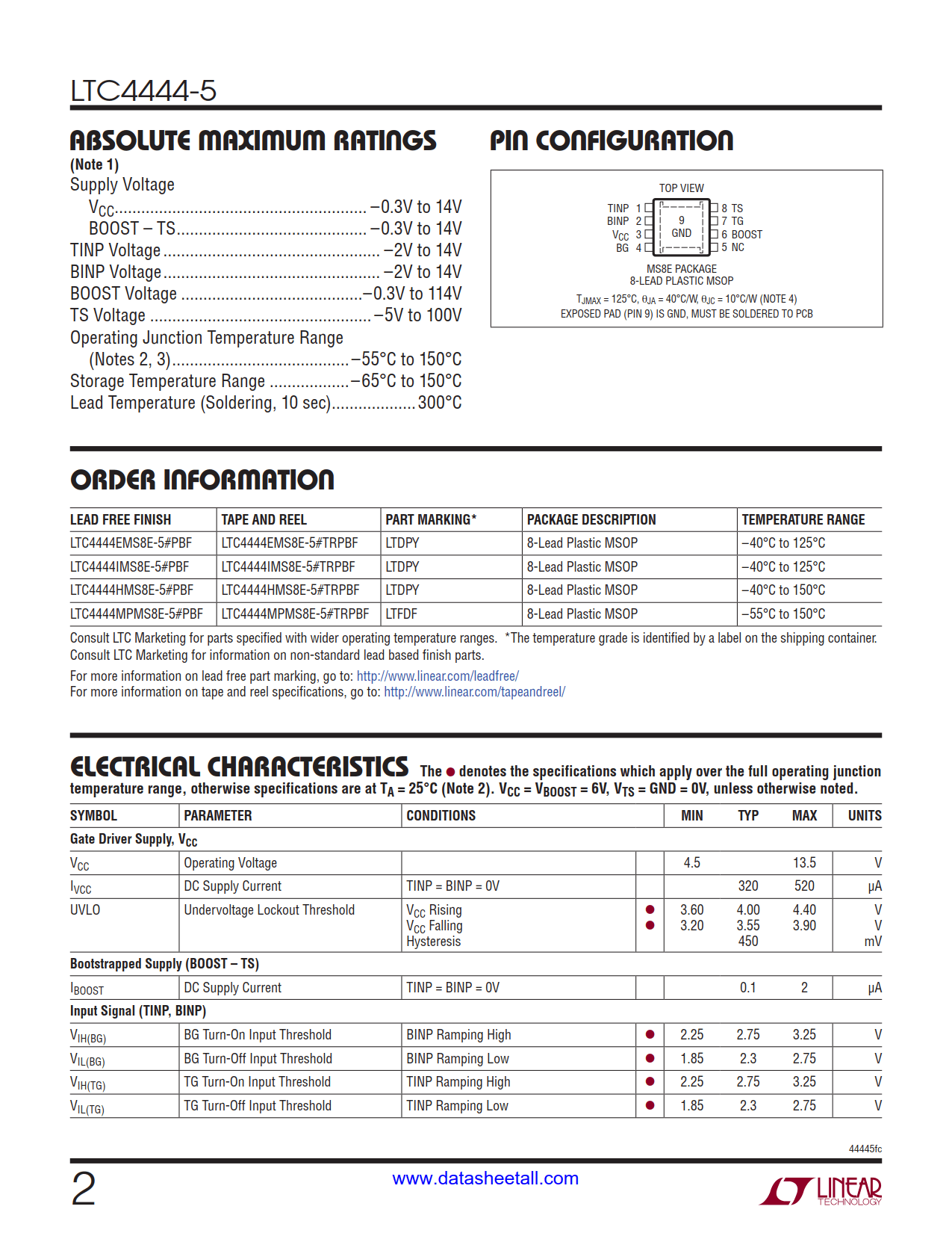 LTC4444-5 Datasheet Page 2