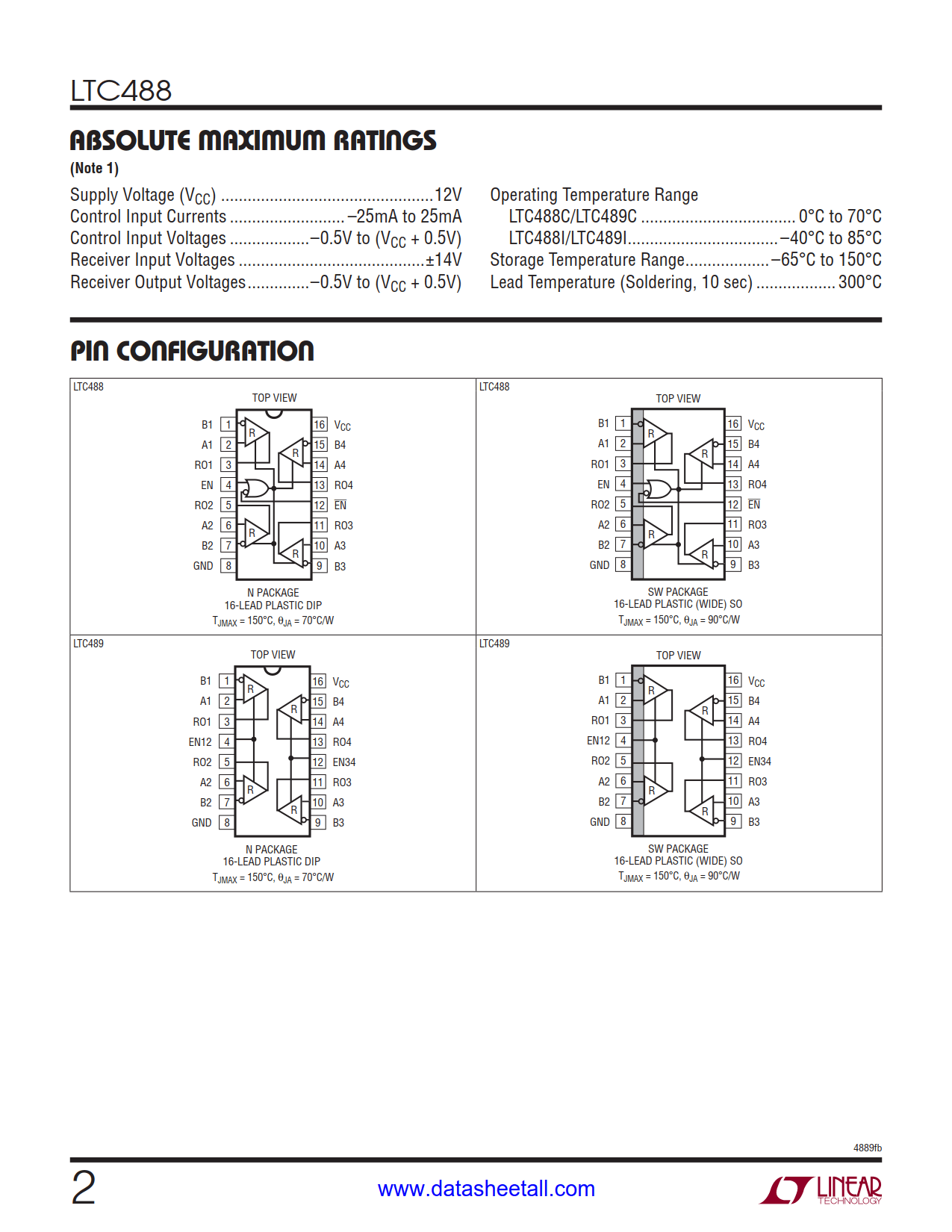 LTC488 Datasheet Page 2