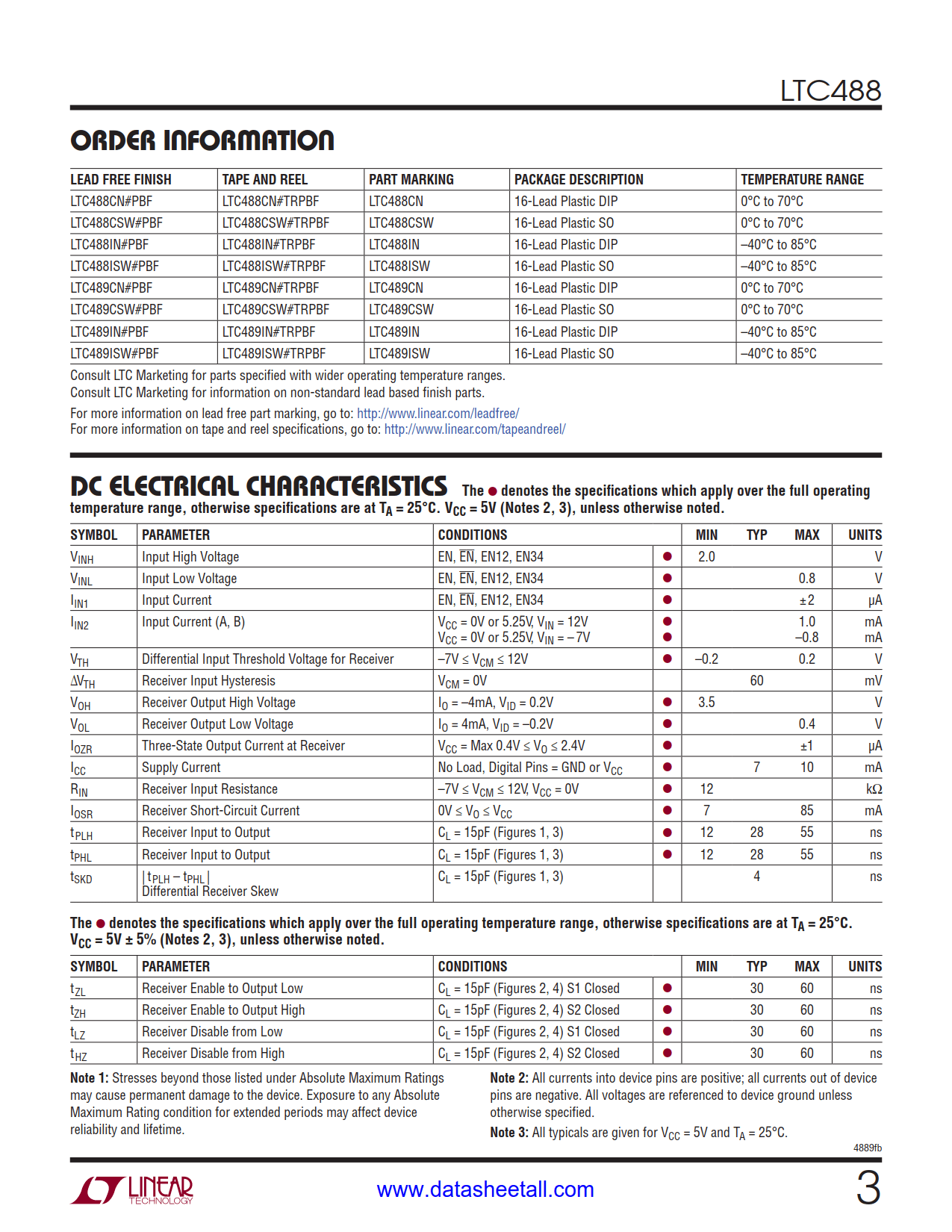 LTC488 Datasheet Page 3