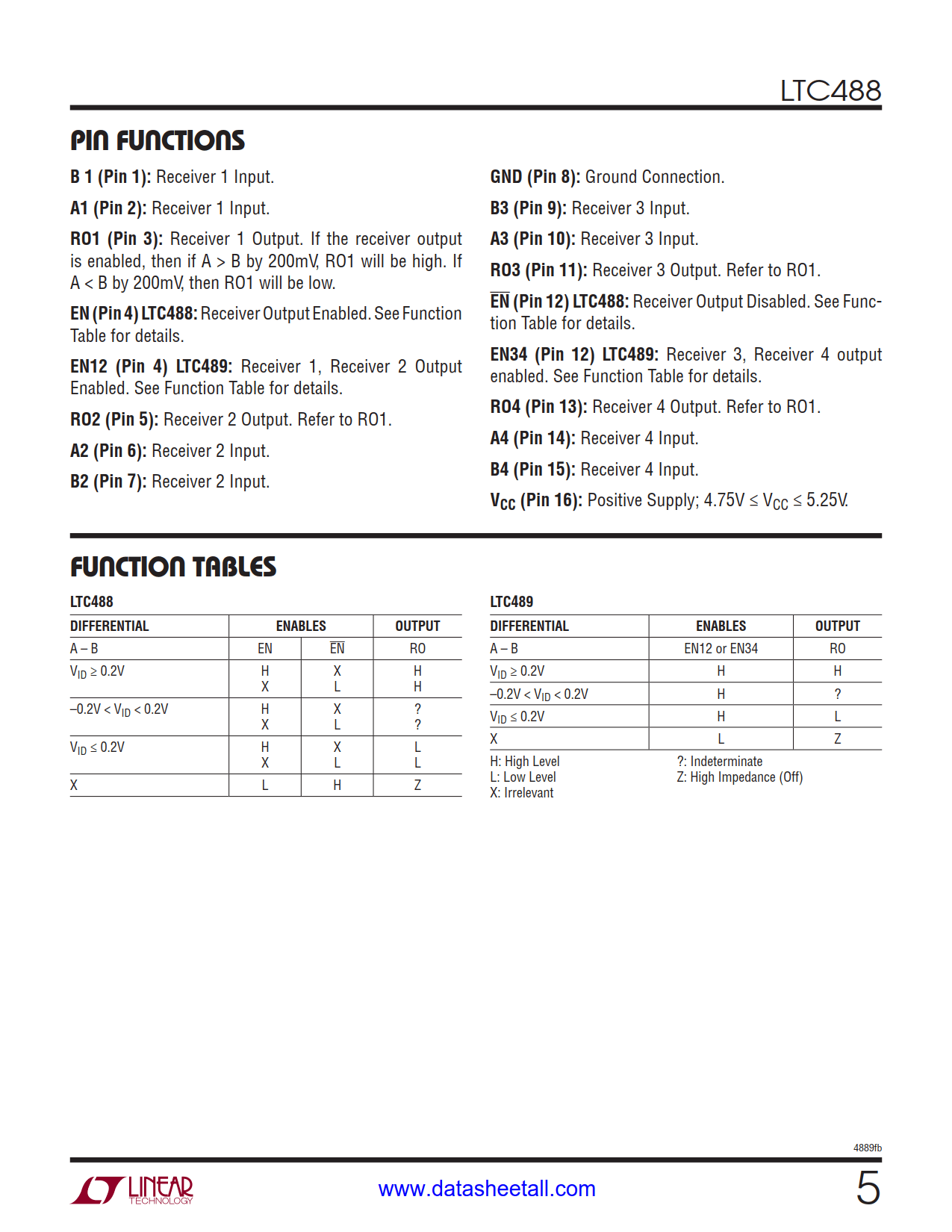 LTC488 Datasheet Page 5