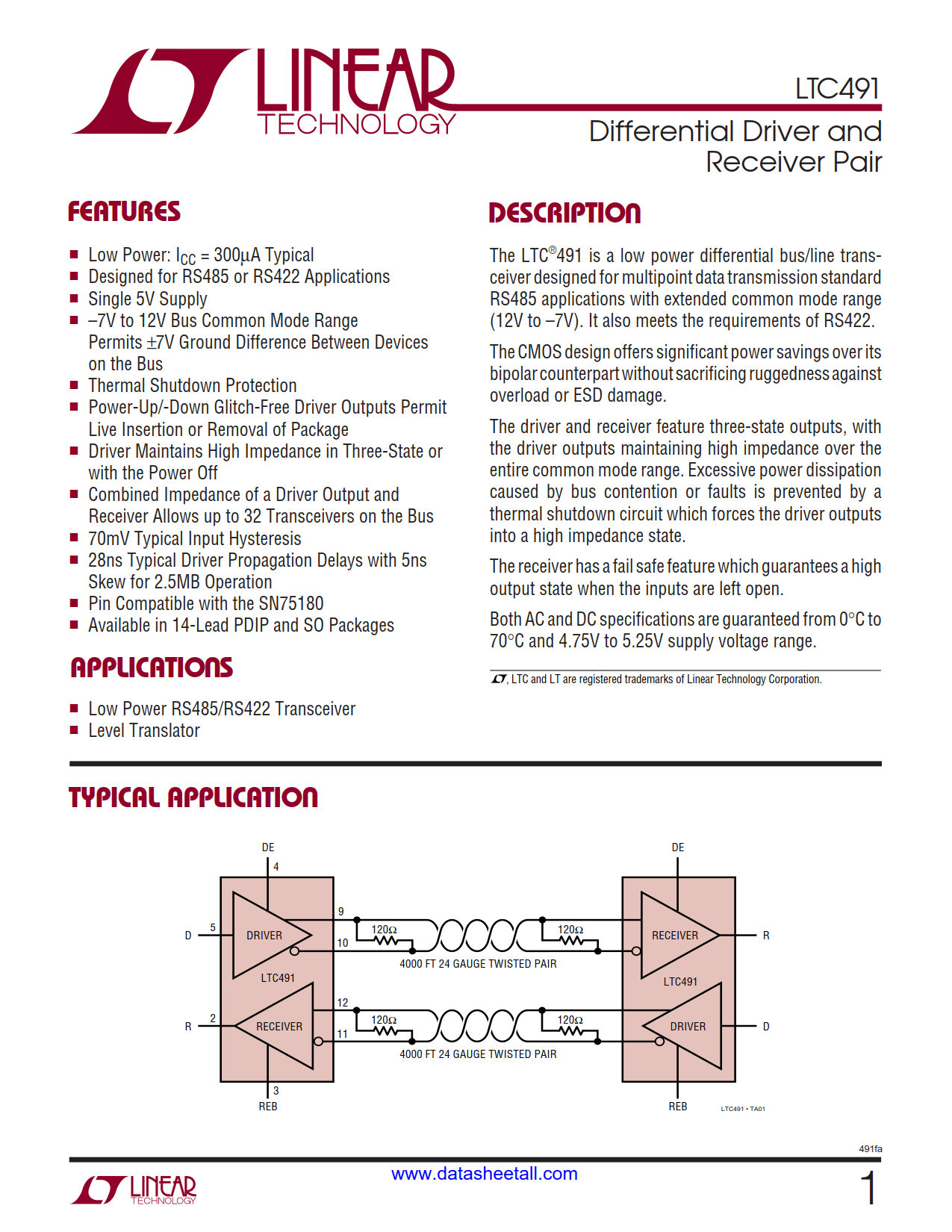 LTC491 Datasheet