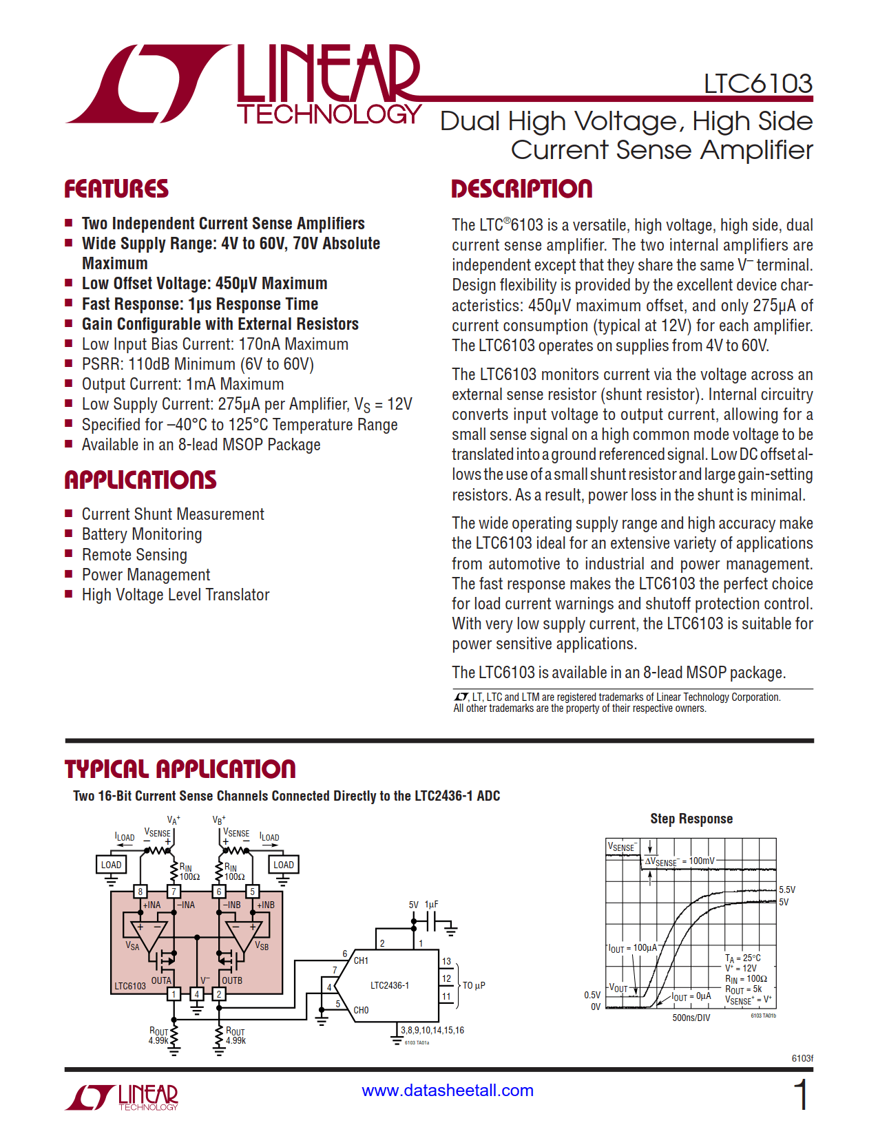 LTC6103 Datasheet