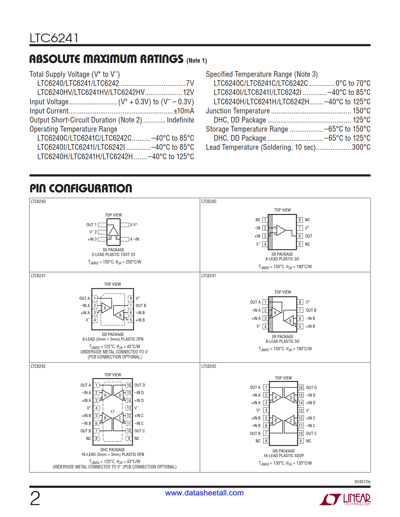 LTC6241 Datasheet Page 2