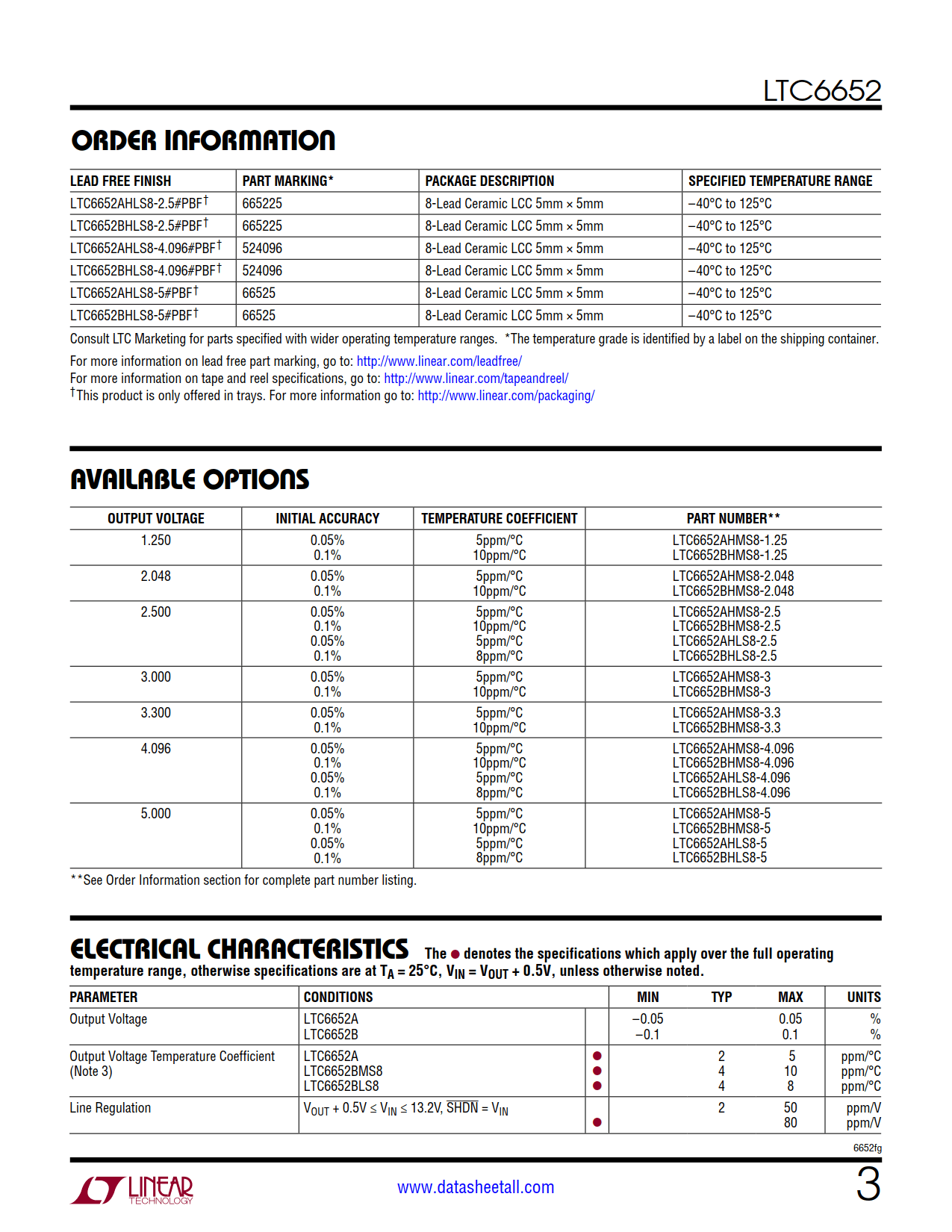 LTC6652 Datasheet Page 3