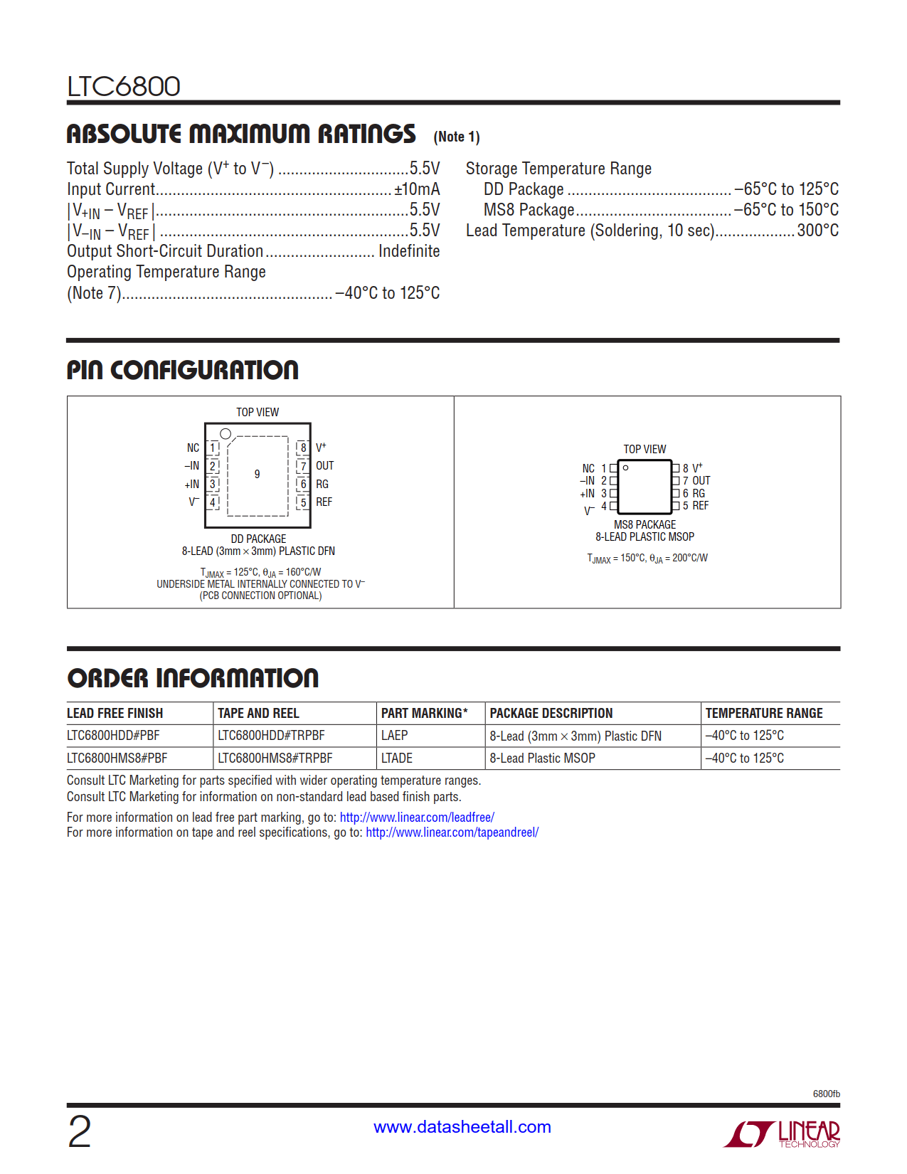 LTC6800 Datasheet Page 2