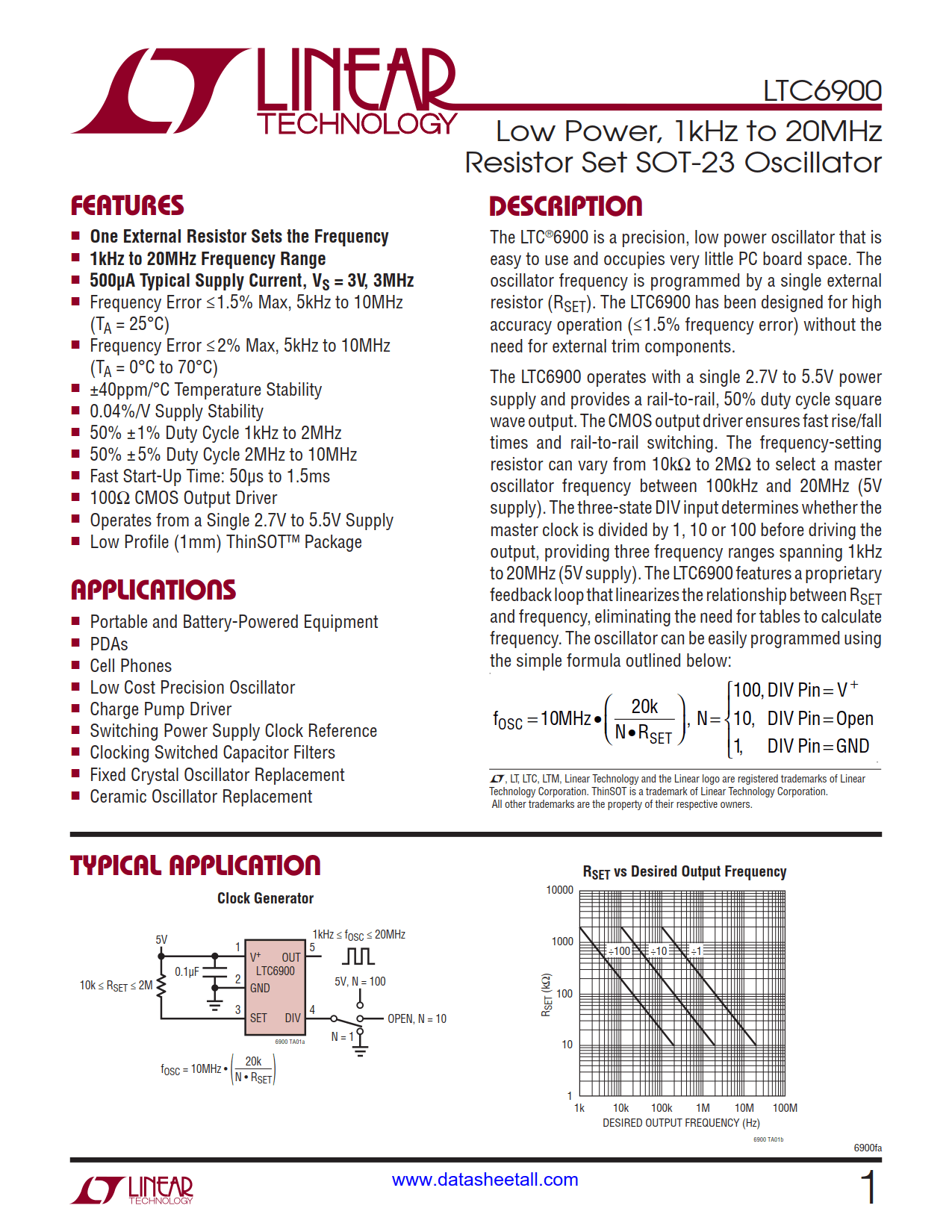 LTC6900 Datasheet