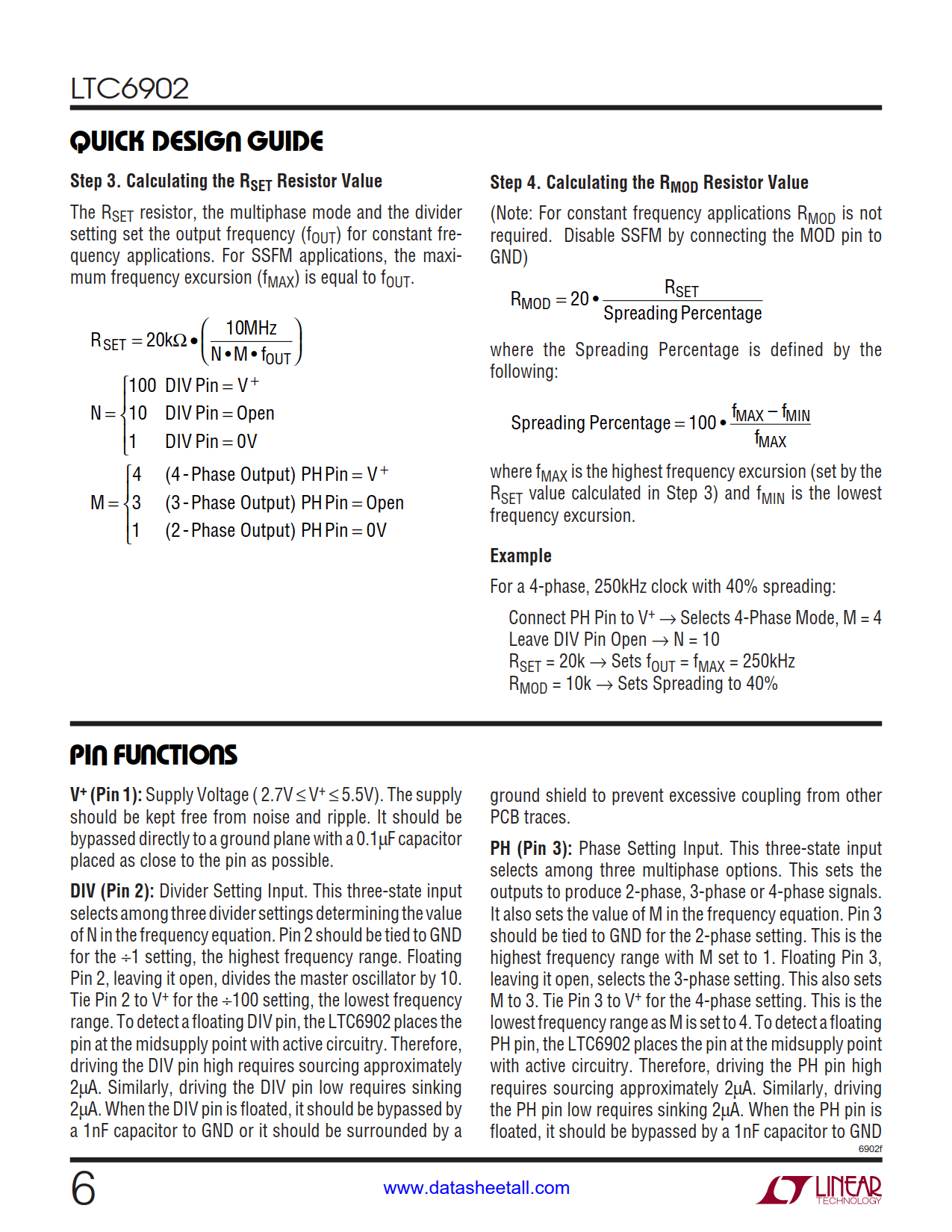 LTC6902 Datasheet Page 6