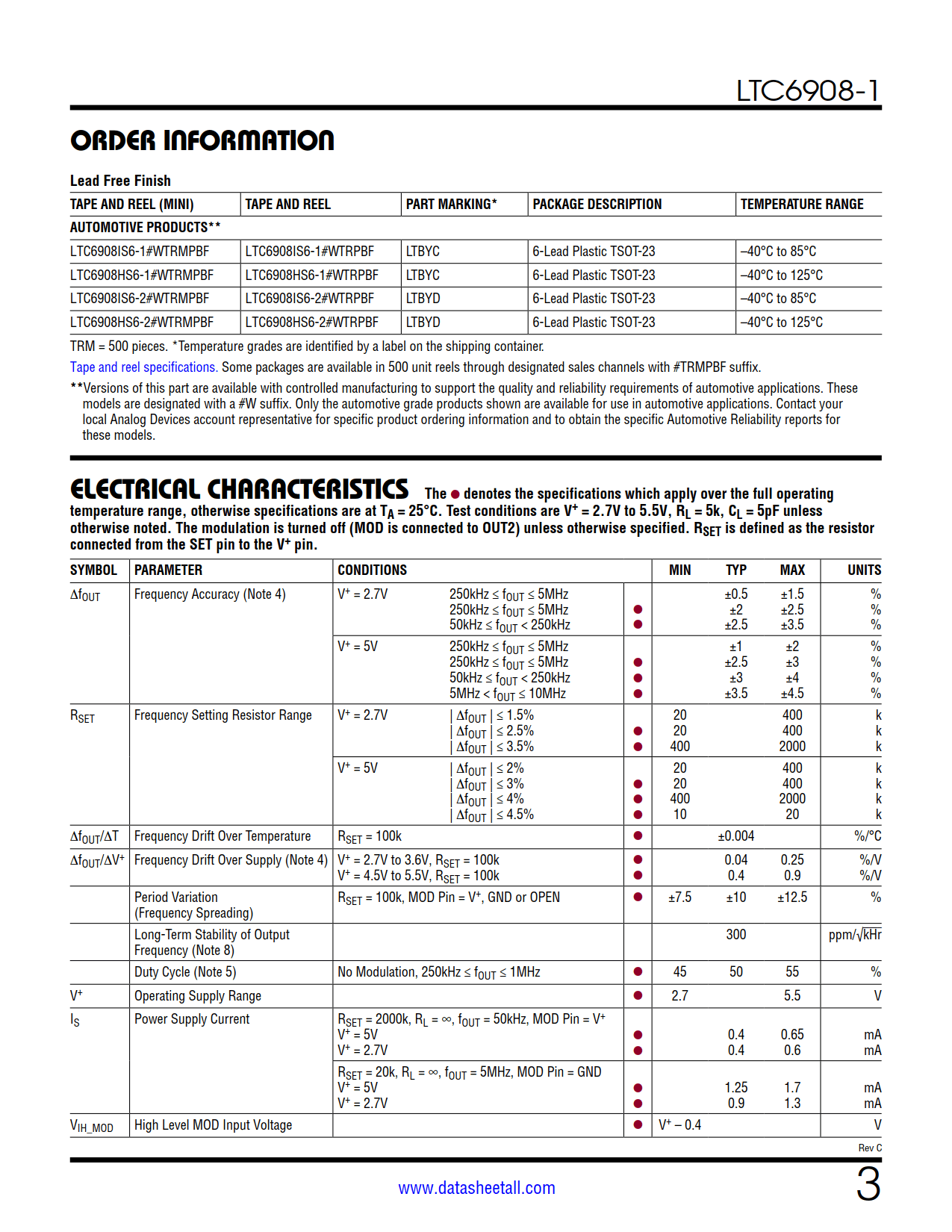 LTC6908-1 Datasheet Page 3