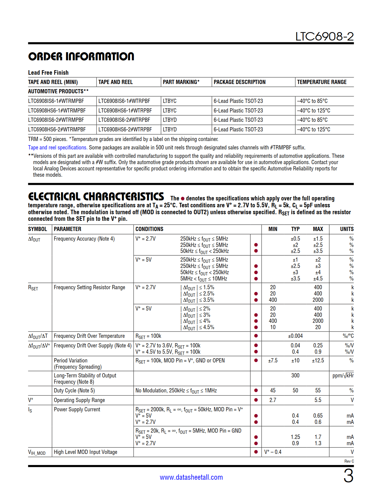 LTC6908-2 Datasheet Page 3