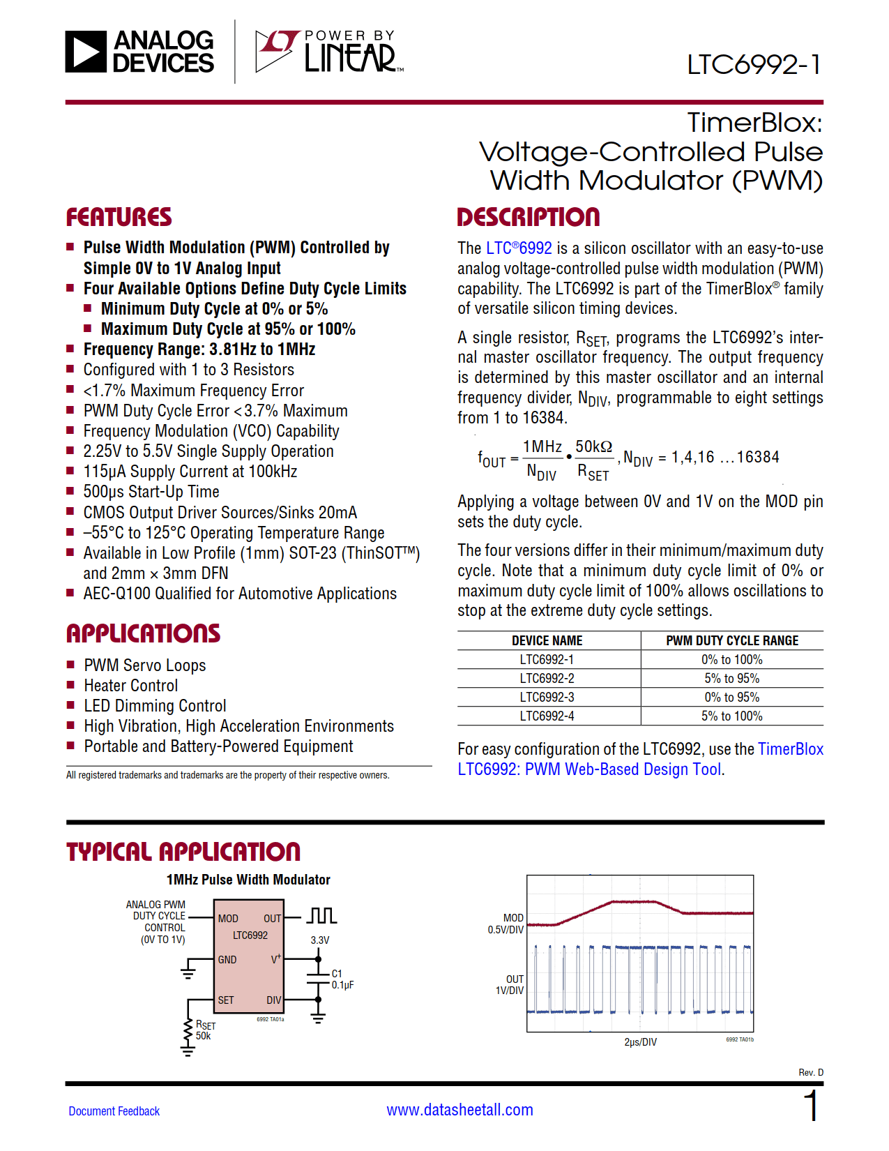 LTC6992-1 Datasheet