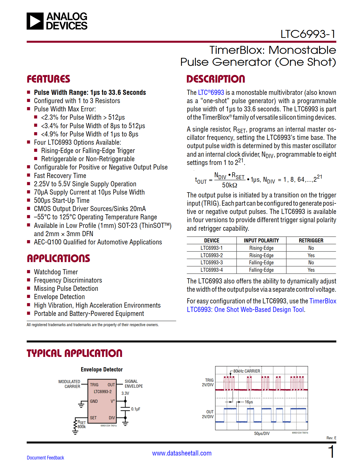 LTC6993-1 Datasheet