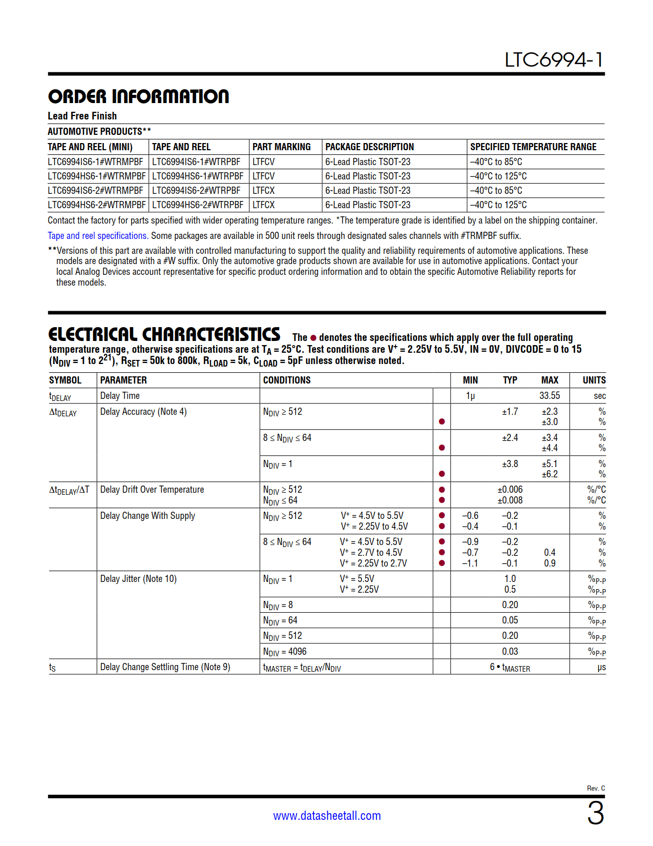 LTC6994-1 Datasheet Page 3