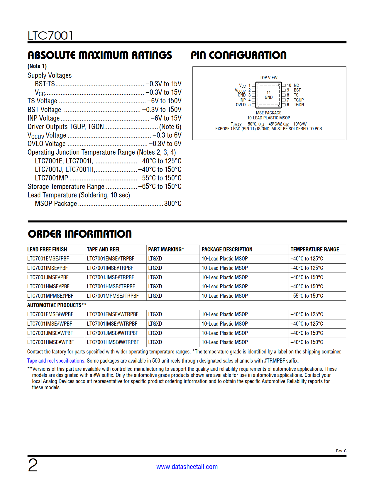 LTC7001 Datasheet Page 2