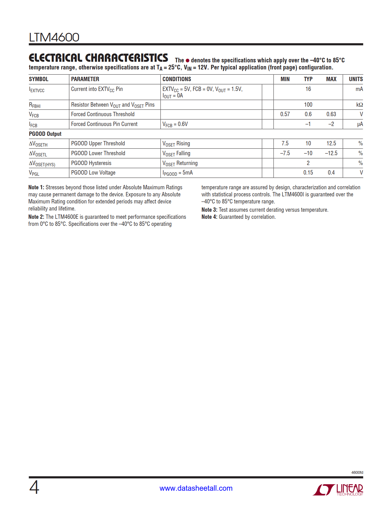 LTM4600 Datasheet Page 4