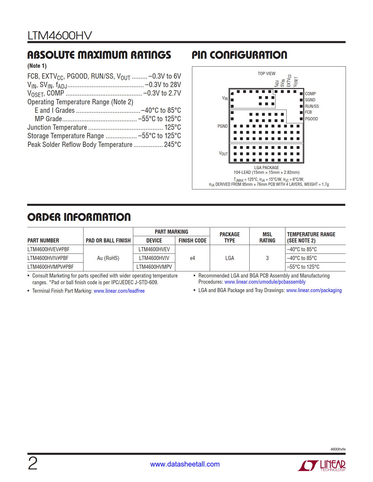 LTM4600HV Datasheet Page 2