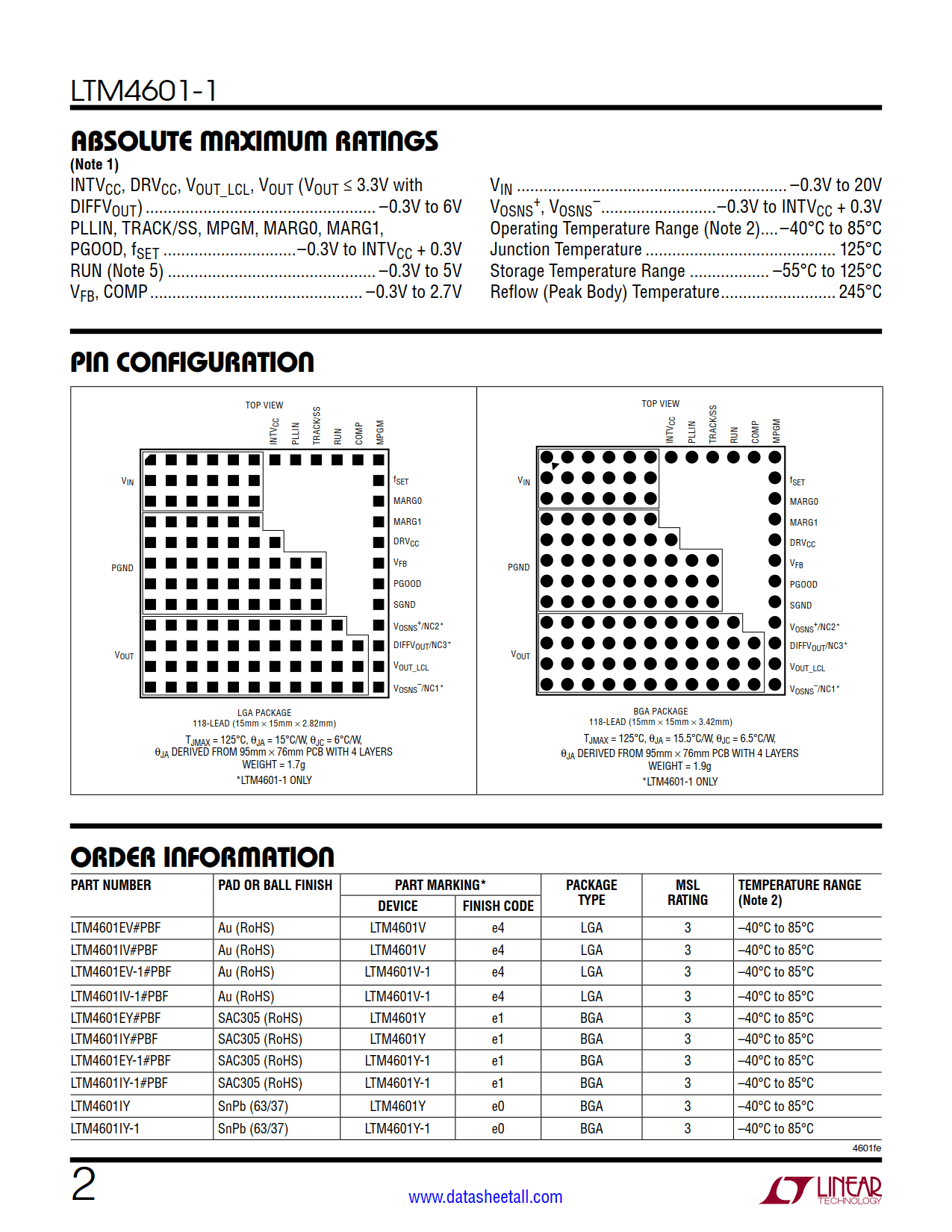 LTM4601-1 Datasheet Page 2