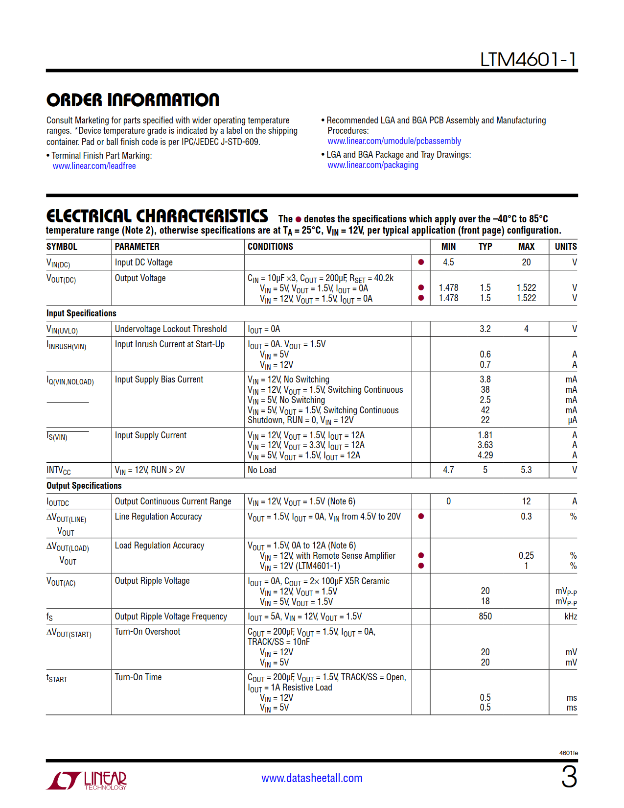 LTM4601-1 Datasheet Page 3