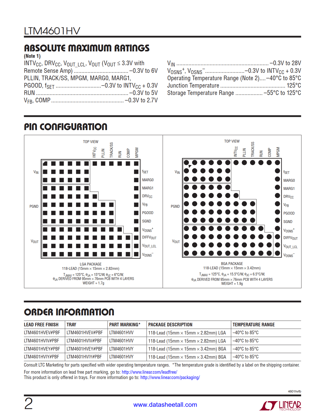 LTM4601HV Datasheet Page 2