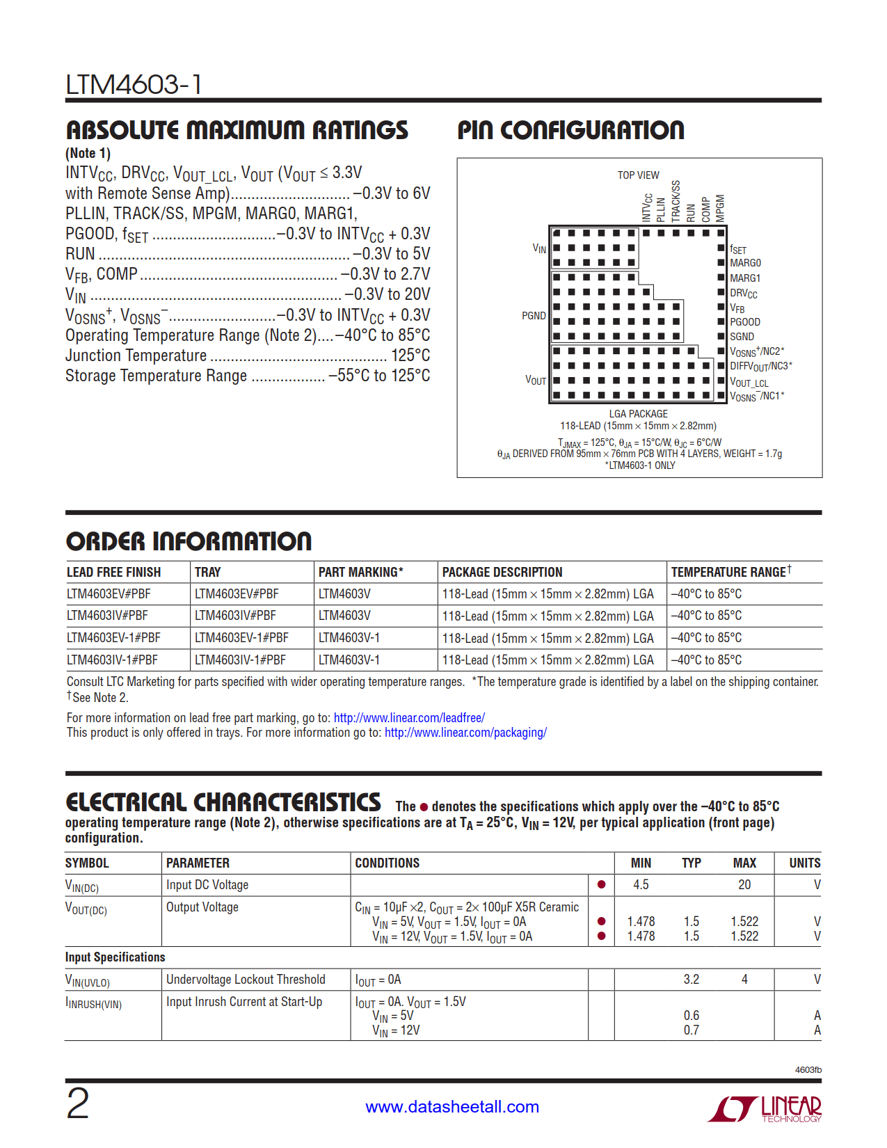 LTM4603-1 Datasheet Page 2