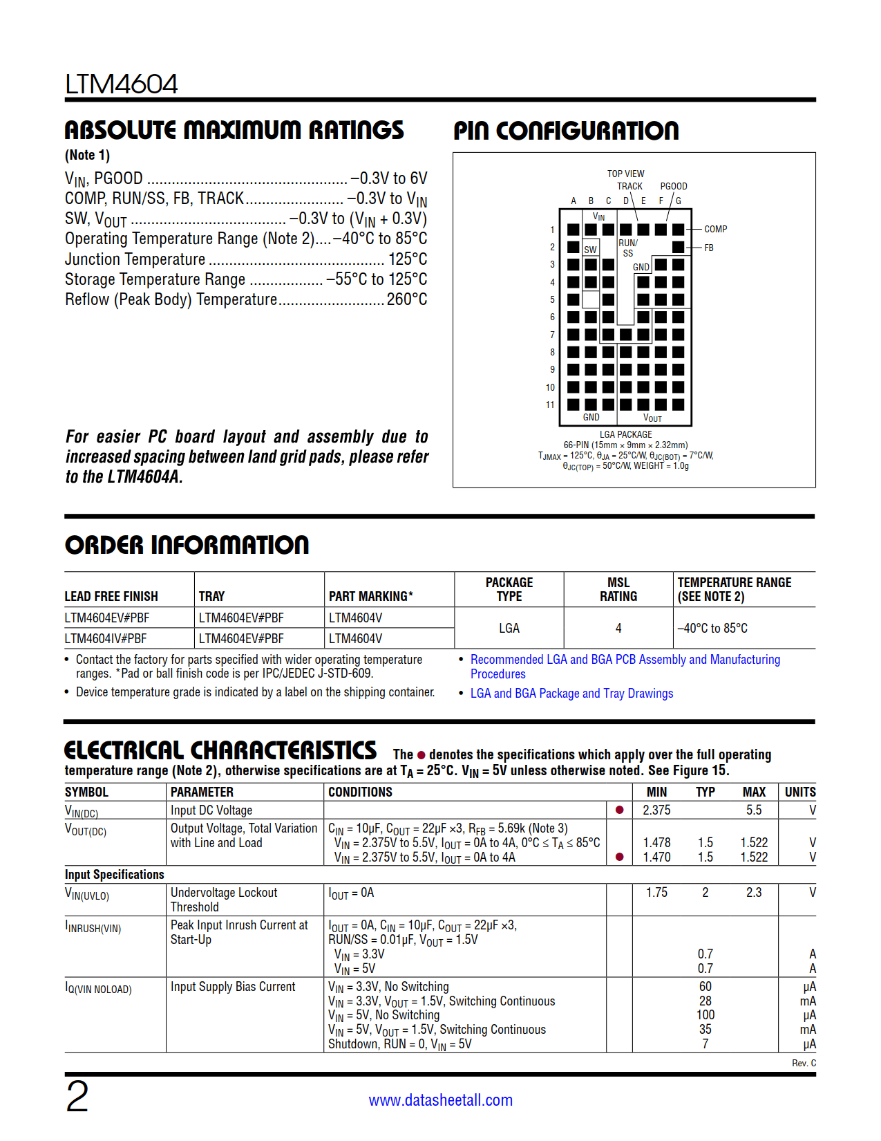 LTM4604 Datasheet Page 2