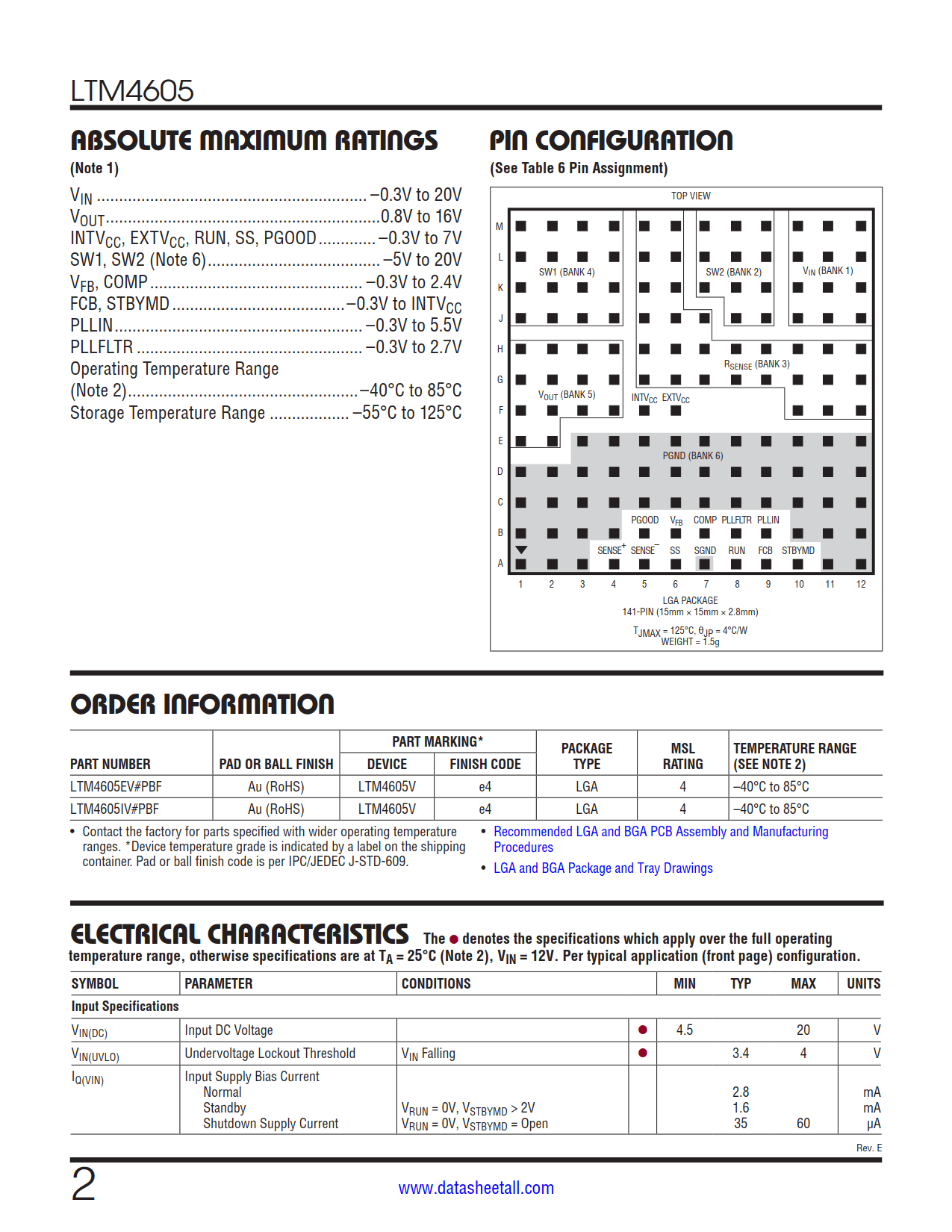 LTM4605 Datasheet Page 2