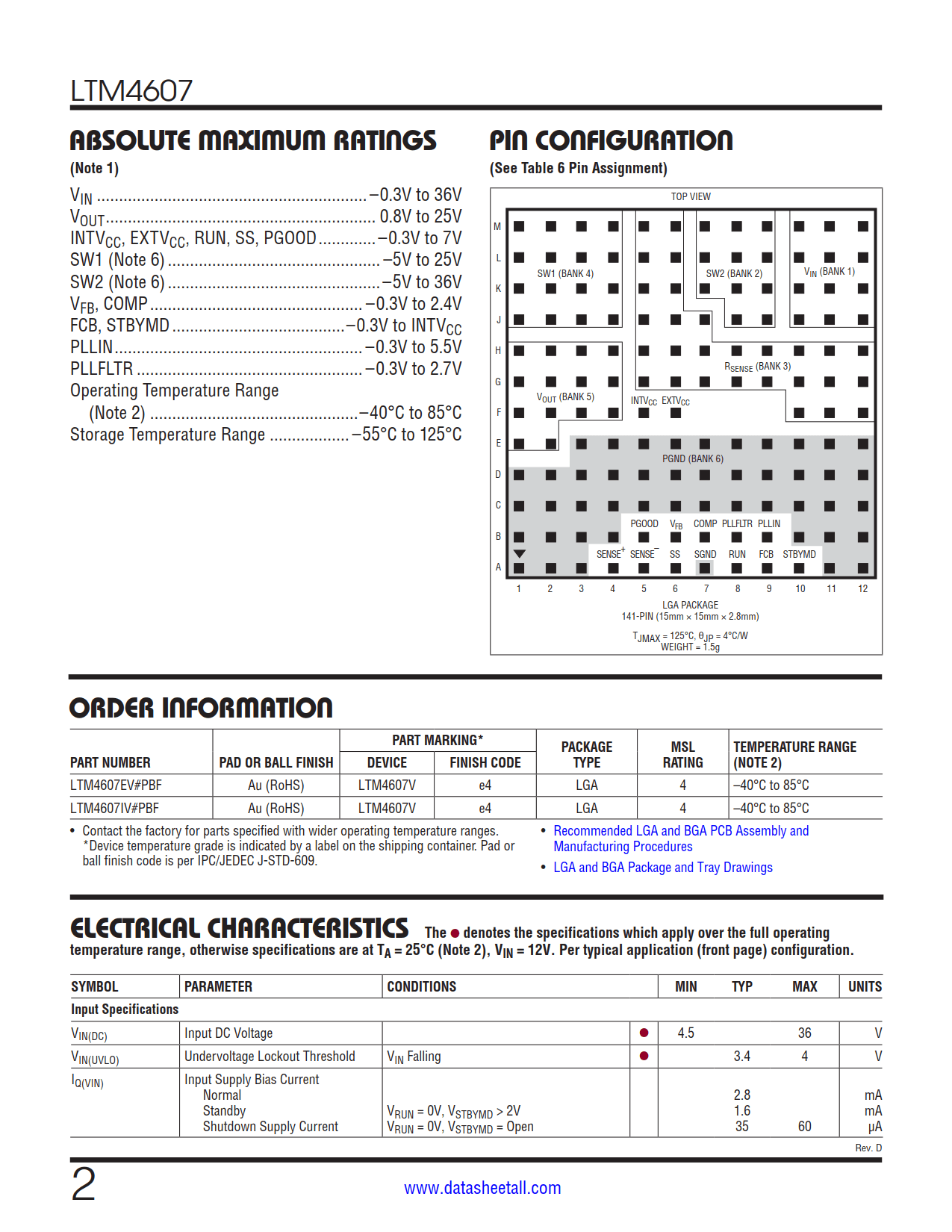 LTM4607 Datasheet Page 2