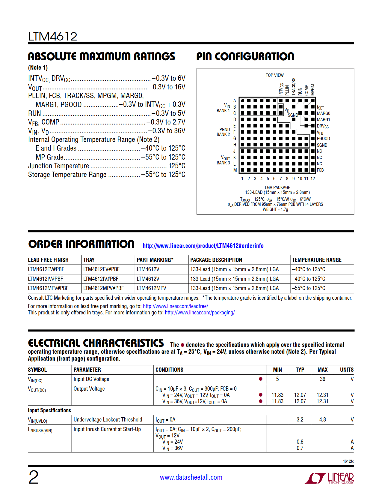 LTM4612 Datasheet Page 2