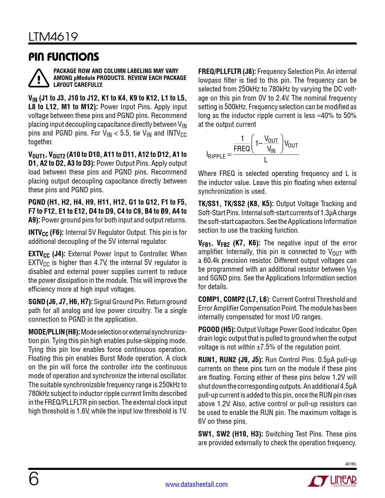 LTM4619 Datasheet Page 6