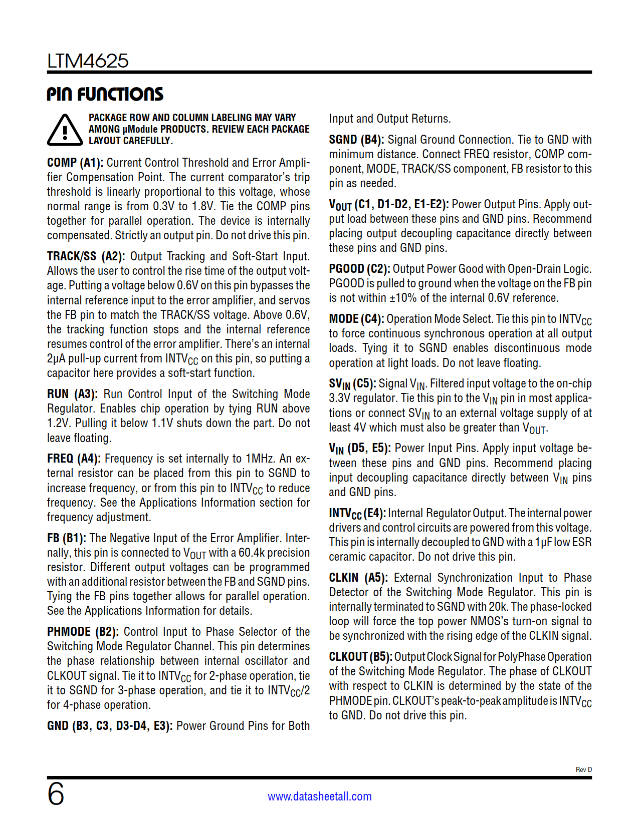 LTM4625 Datasheet Page 6