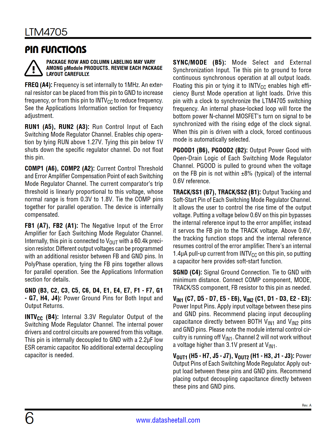 LTM4705 Datasheet Page 6