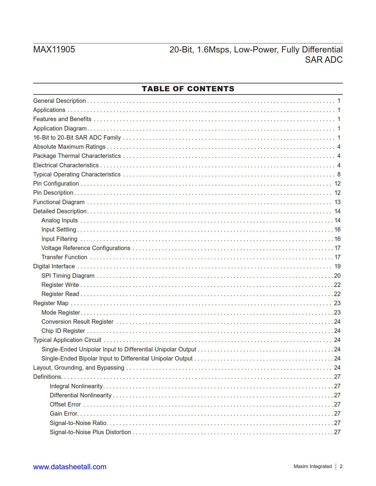 MAX11905 Datasheet Page 2