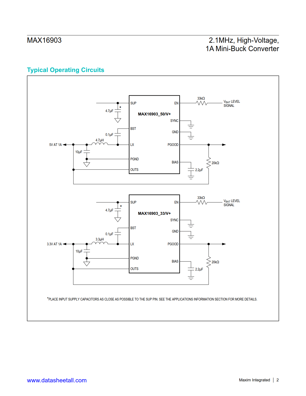 MAX16903 Datasheet Page 2