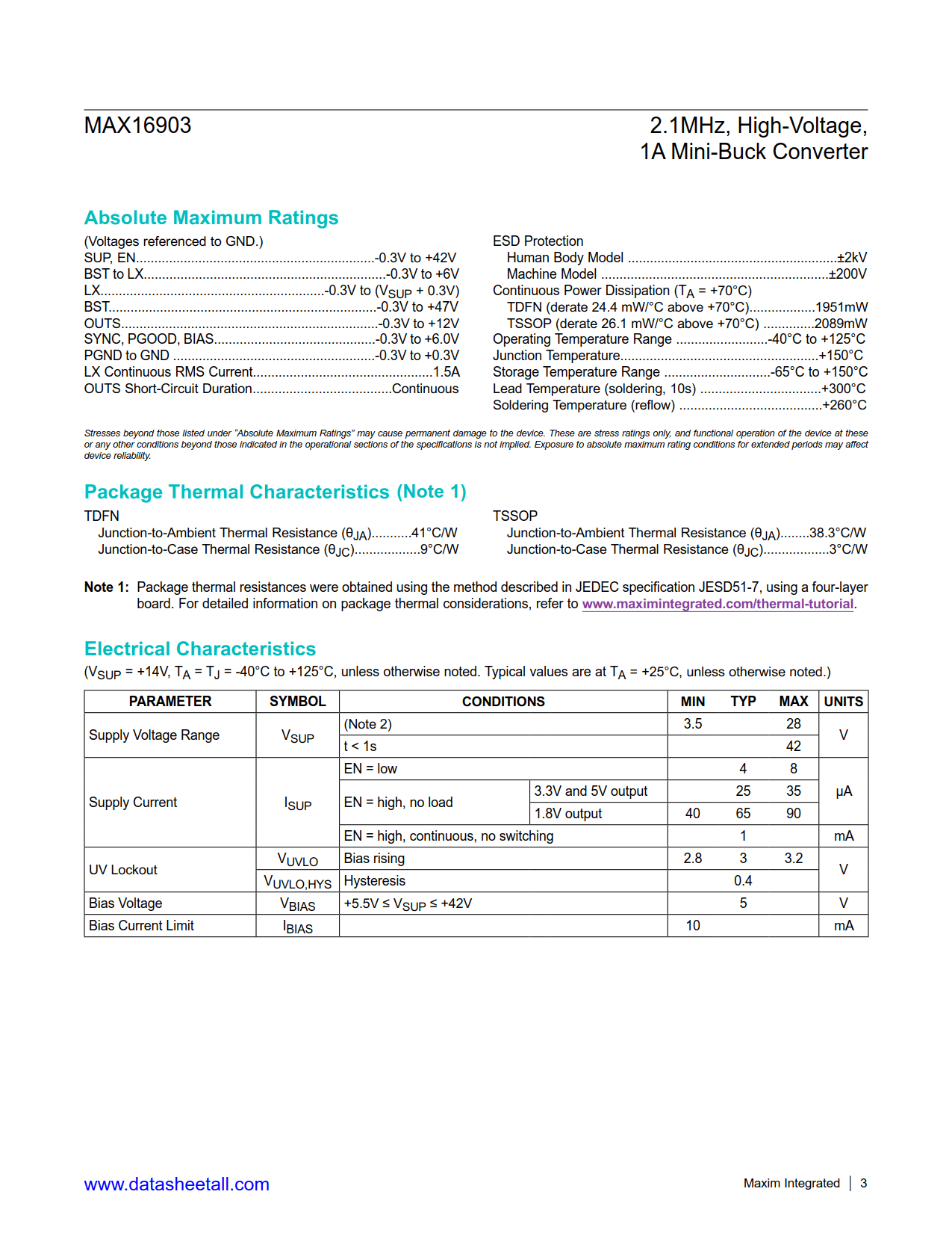 MAX16903 Datasheet Page 3