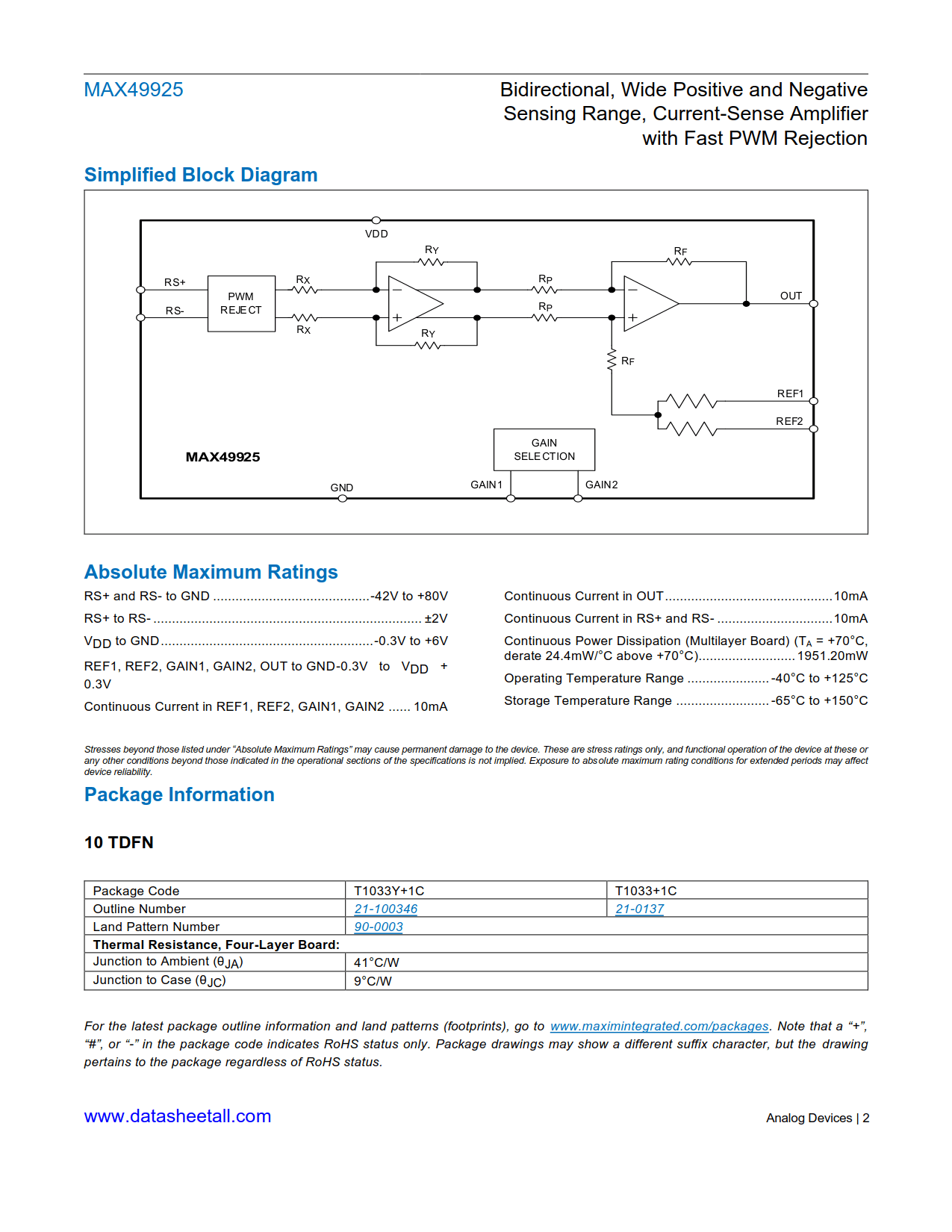 MAX49925 Datasheet Page 2